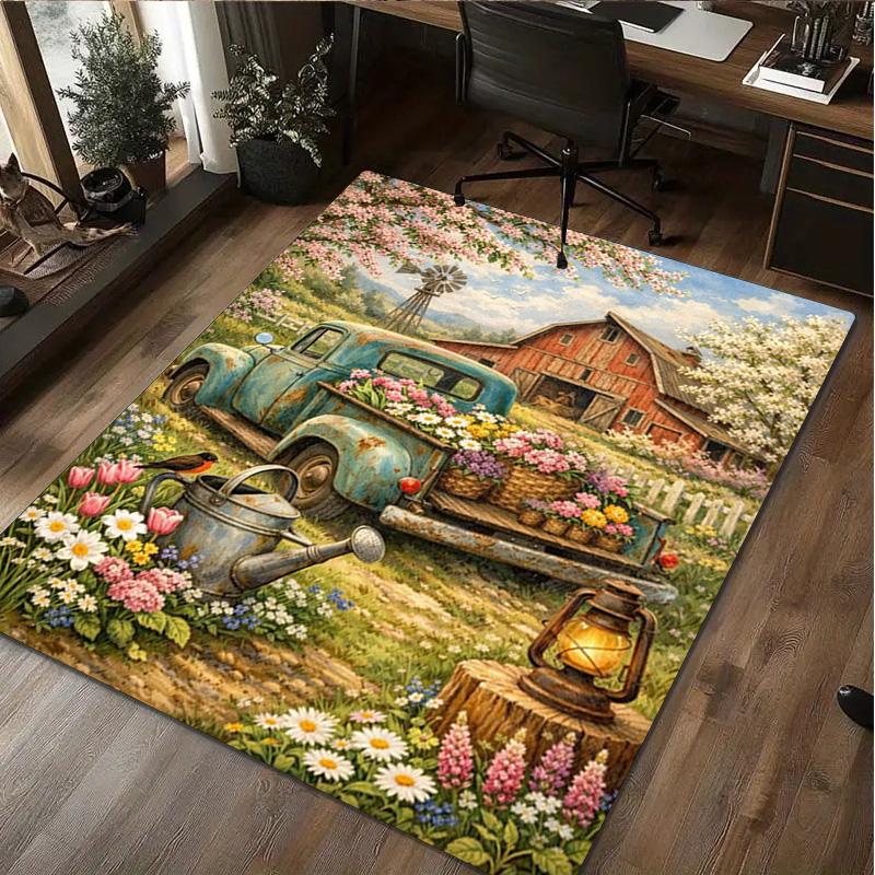 1Pc Truck Field Print Rug - home decoration Carpet For Living Room Bedroom Flooring Computer Chair Area Rug