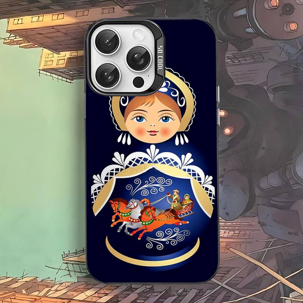 Матрешка Милый Чехол для Телефона для iPhone 17 16 15 14 13 Pro Max Plus Матовый Цветная Задняя Крышка