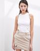 Eonmyuteu Diagonal Line Details Tailored Mini Skirt (Beige)