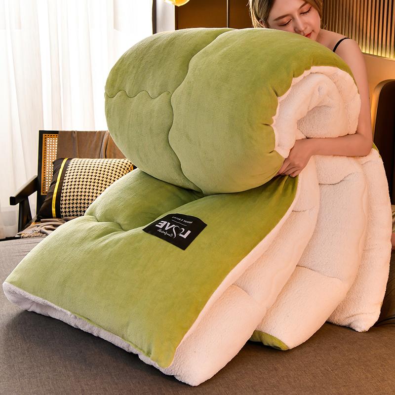 Одеяло из овечьего бархата зимнее супер теплое одеяло утолщенное одеяло 5 кг общежитие студент осенне-зимнее одеяло наполнитель хлопок космическое одеяло
