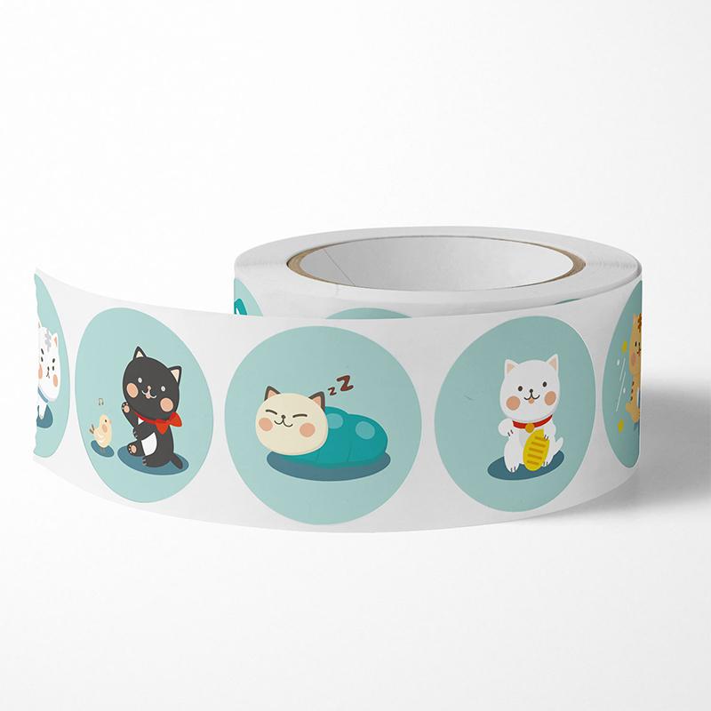 500Pcs/Roll Cartoon Animal Sticker Capibara Kapibala Rabbit Cat Bear Hand Account Decals Gift Bag Sealing Sticker Baking Label