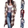 Autumn and Winter Products Women's Fashion Loose Long Woolen Plaid Single-breasted Pocket Jacket