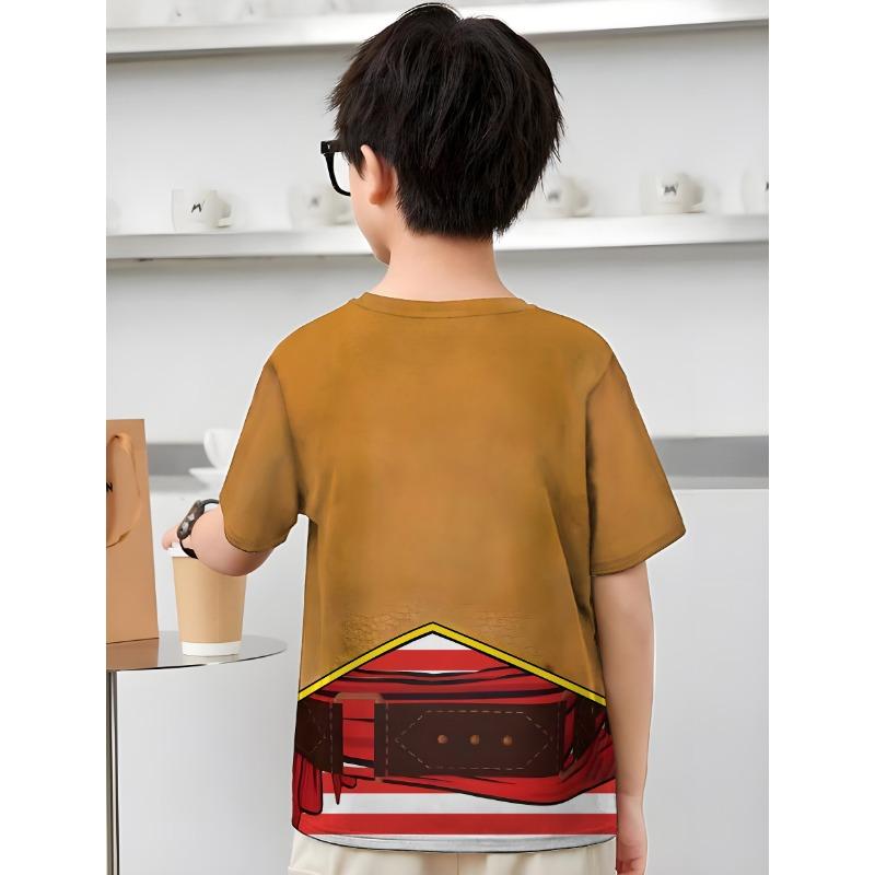 Футболка с изображением пиратского капитана для мальчика Детская футболка Детская блузка 2024 Детская весенняя одежда Топы Детская летняя одежда