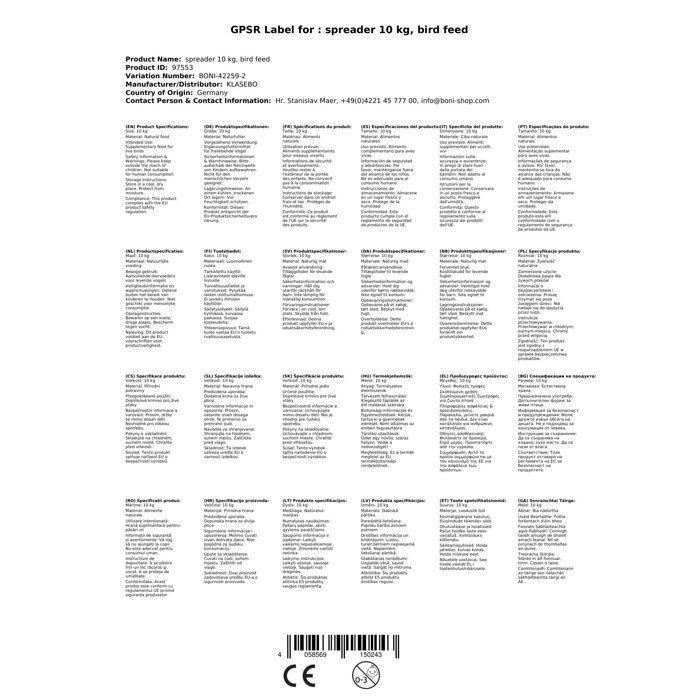 Scattered Food 10 Kg, Bird Food