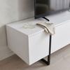 MENZZO Meuble TV moderne avec 2 portes Valmain L180cm Blanc et Métal Noir