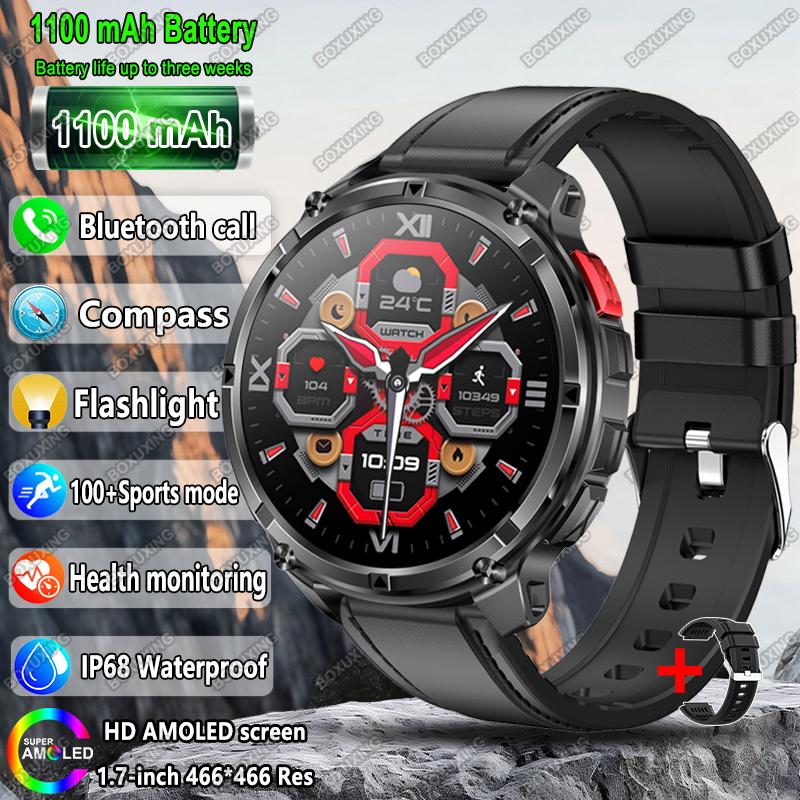Новые умные часы Military T-Rex 3 для мужчин, батарея 1100 мАч, AMOLED, водонепроницаемость IP68, компас для улицы, Bluetooth-вызовы, спортивные умные часы