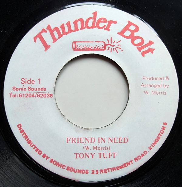 7-дюймовая пластинка TONY TUFF Friend In Need NONE Thunder Bolt 1985 Ямайка Регги Ска Даб Б/у