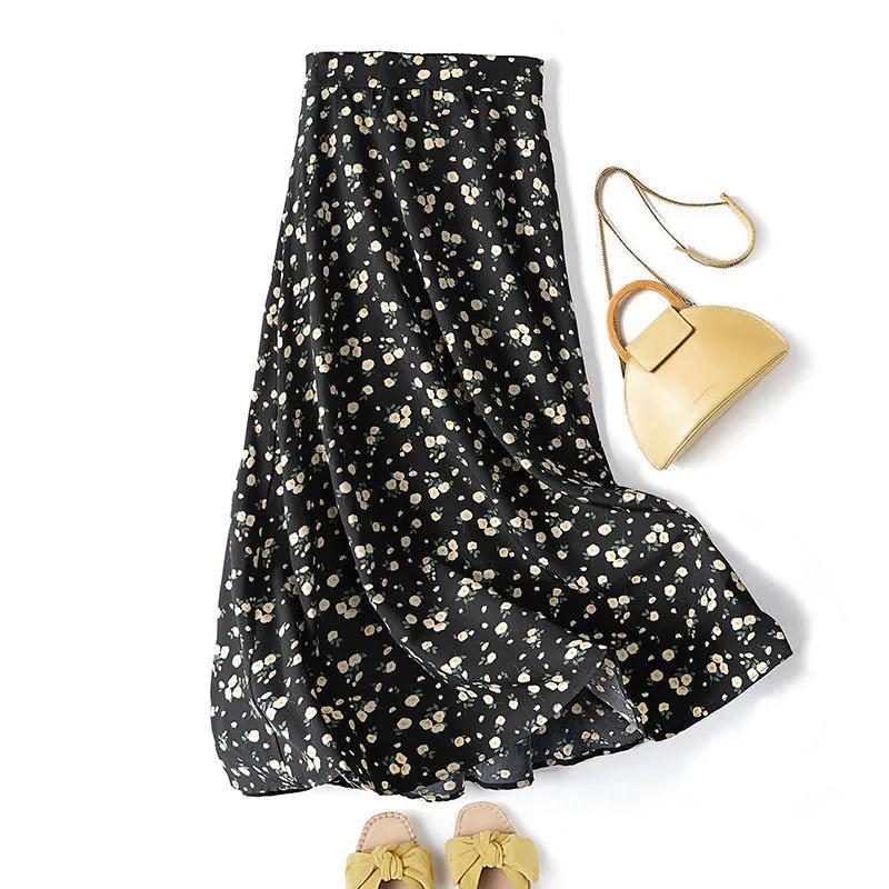 Весенне-летняя женская юбка трапециевидной формы с высокой талией и цветами, юбка средней длины, женская юбка размера плюс
