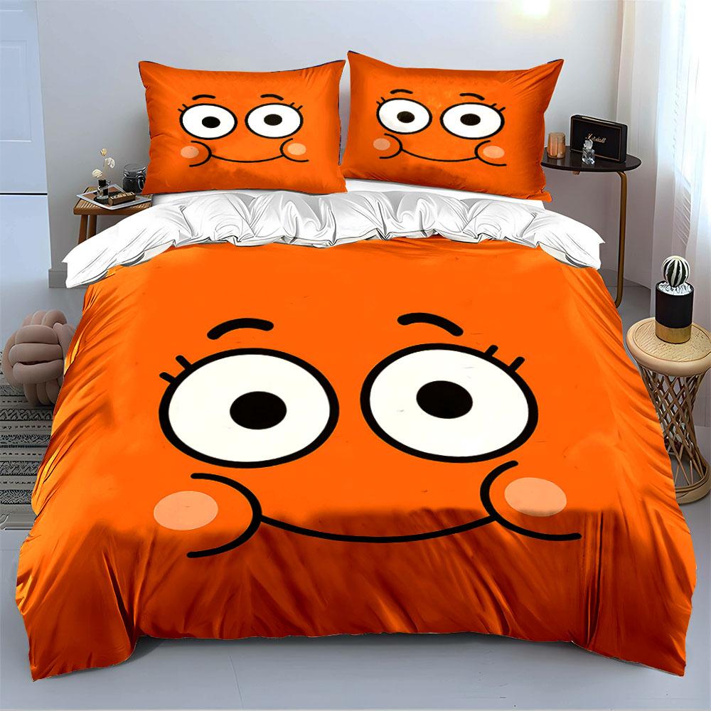 Smiling Face Cartoon Design Bedding Duvet Cover Set Duvet Cover Pillowcases (1*Duvet Cover 2*Pillowcases, without duvet insert)