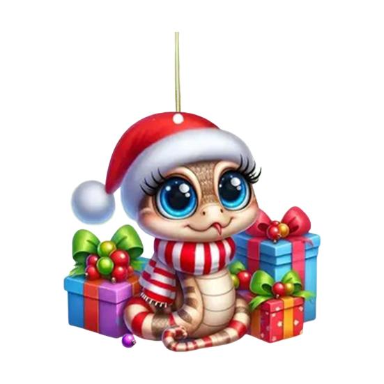 Украшение в виде змеи, мультяшная змея, подвесное украшение на рождественскую елку, красочная акриловая змея, аксессуар для заднего вида автомобиля для праздничного декора