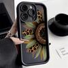 Чехол для телефона с цветочным принтом под подсолнух и леопарда для серий iPhone 17 16 15 14 13 12 11 Pro Max Plus Двухслойная защита