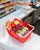 Shopping Baskets, 4 PCS, 21L Stackable PE Plastic Grocery Baskets with Handles, Dense Mesh Structure, Holds up to 9.07kg, Portable for Grocery,