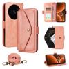 For Oukitel C59 Pro Leather Case Magnetic Closure Wallet Stand Phone Cover with Crossbody Strap