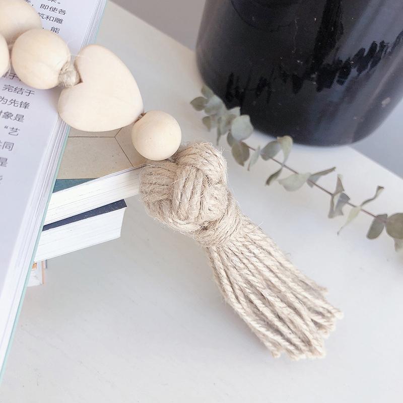 1 шт., цветная деревянная бусина для фермерского дома, настенная подвеска из пеньковой веревки с кисточками, бисер