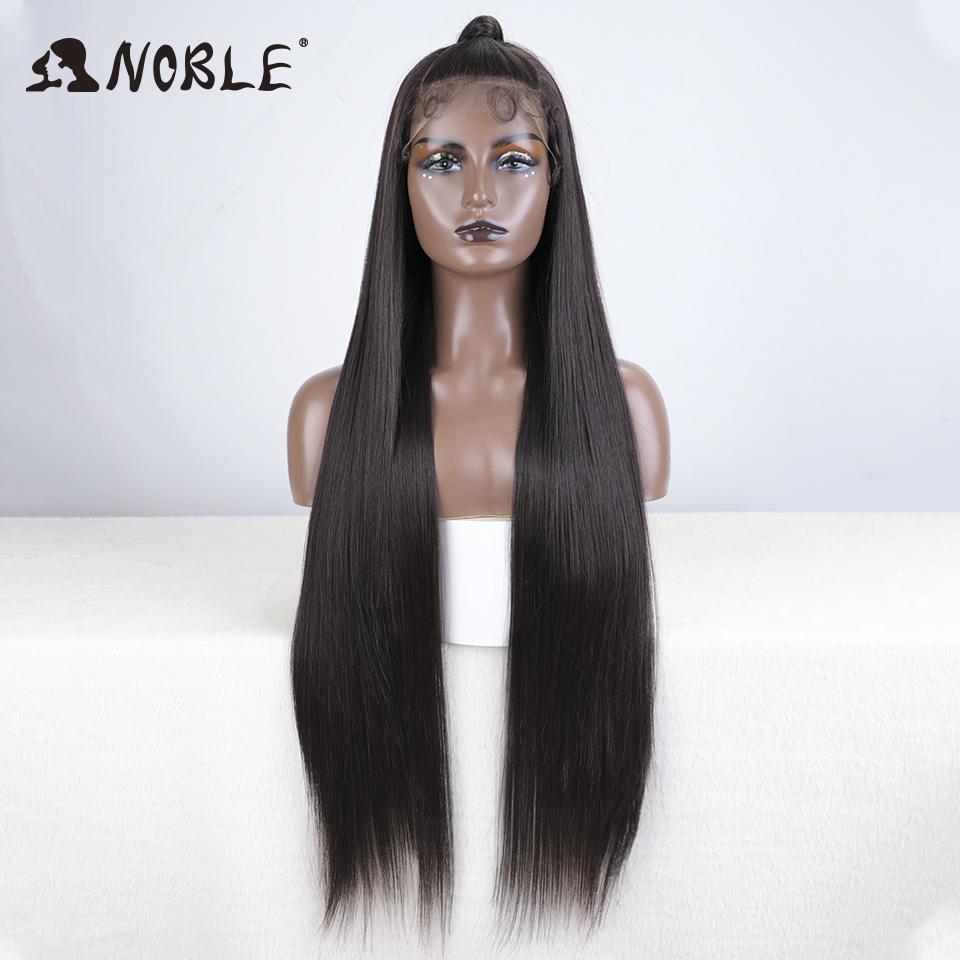 Noble 13x4 Lace Front Wig Synthetic 36 Inch Updo Ombre Brown Highlight Wig Long Straight Wigs For Women Lace Wig Cosplay Wigs