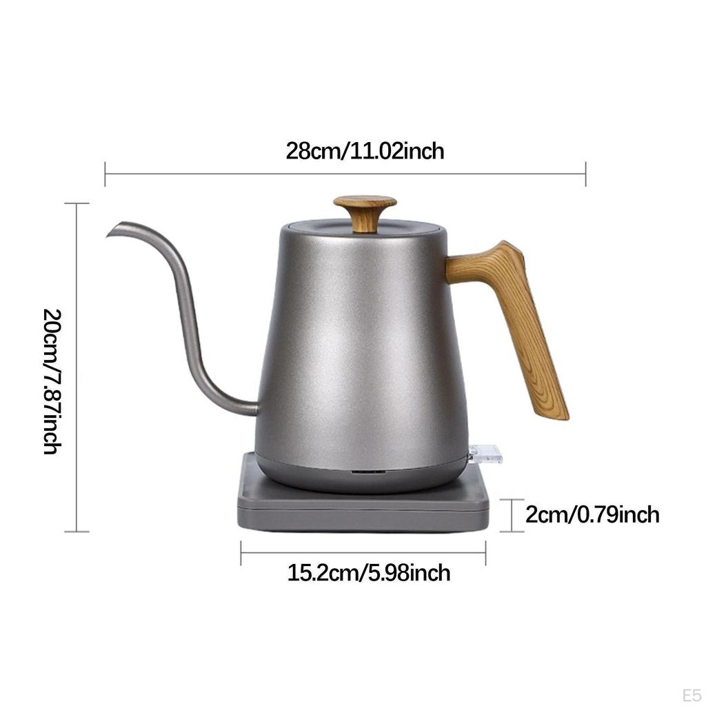 Electric Kettle Stainless Steel for Brew Tea Boil Water Pour Over Coffee Black Wood Grain