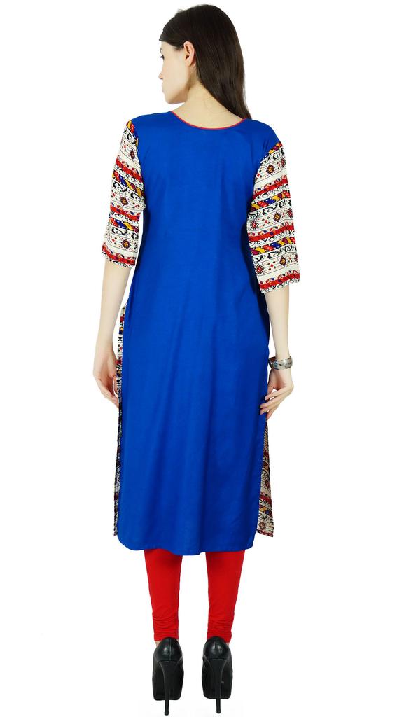 Bimba Womens 3 4 Sleeve Rayon Kurta Regular Fit Printed Kurti Indian Casual