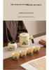 Portable Quick-Brew Travel Tea Set with Water Separation: One Pot & Four Cups