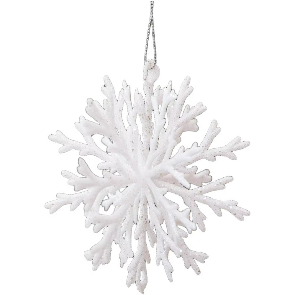 Plastic Material Snowflake Hanging Ornament Glitter Snowflake Decoration Party Decoration