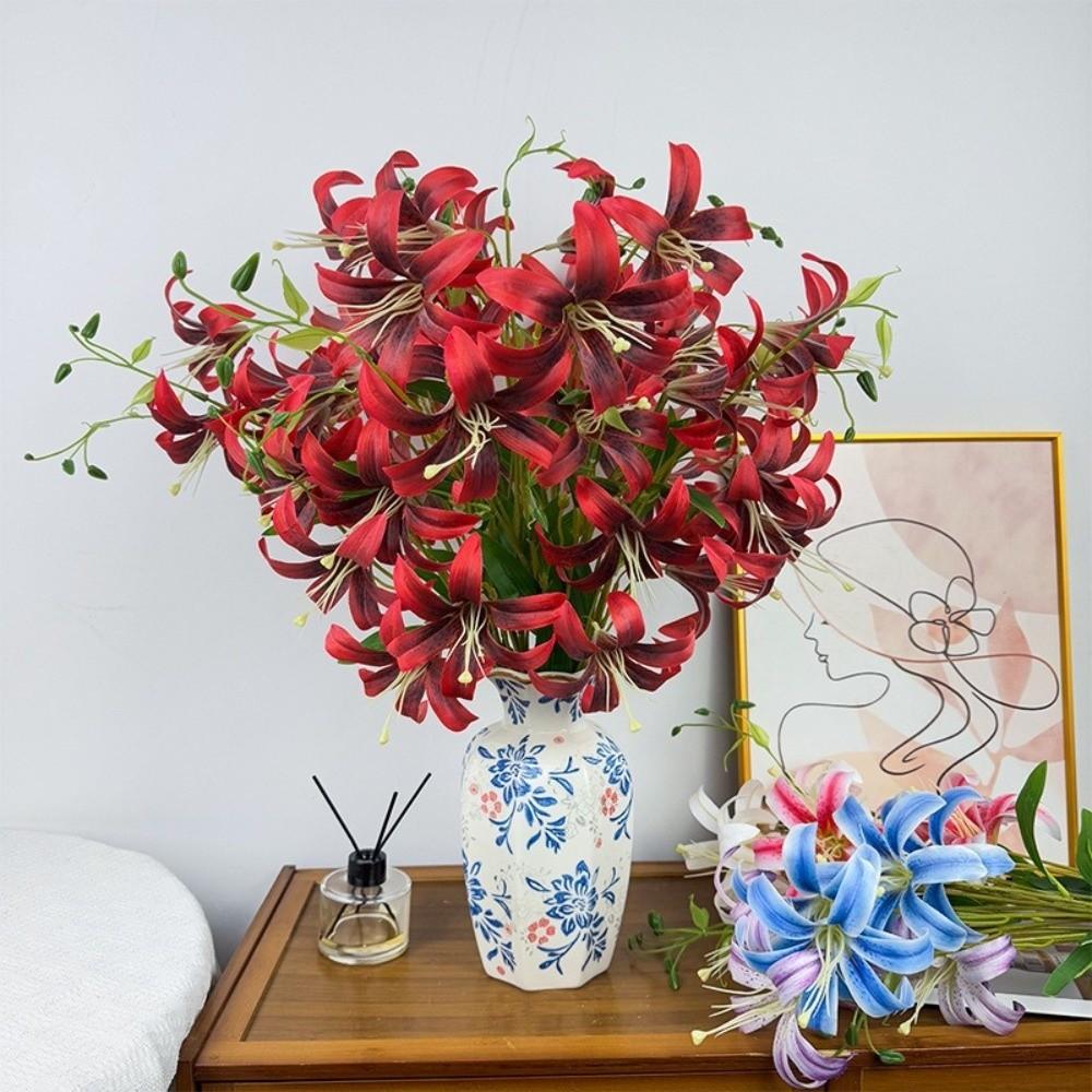 4 Heads Artificial Lilis DIY Flower Flower Bouquet Fashion Wedding Bouquet Home Decoration