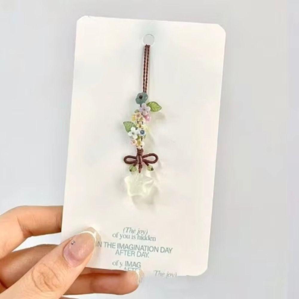 Sweet and Cute Mobile Bag Pendant Ice Transparent Mobile Phone Strap Star Flower Pendant Keychain