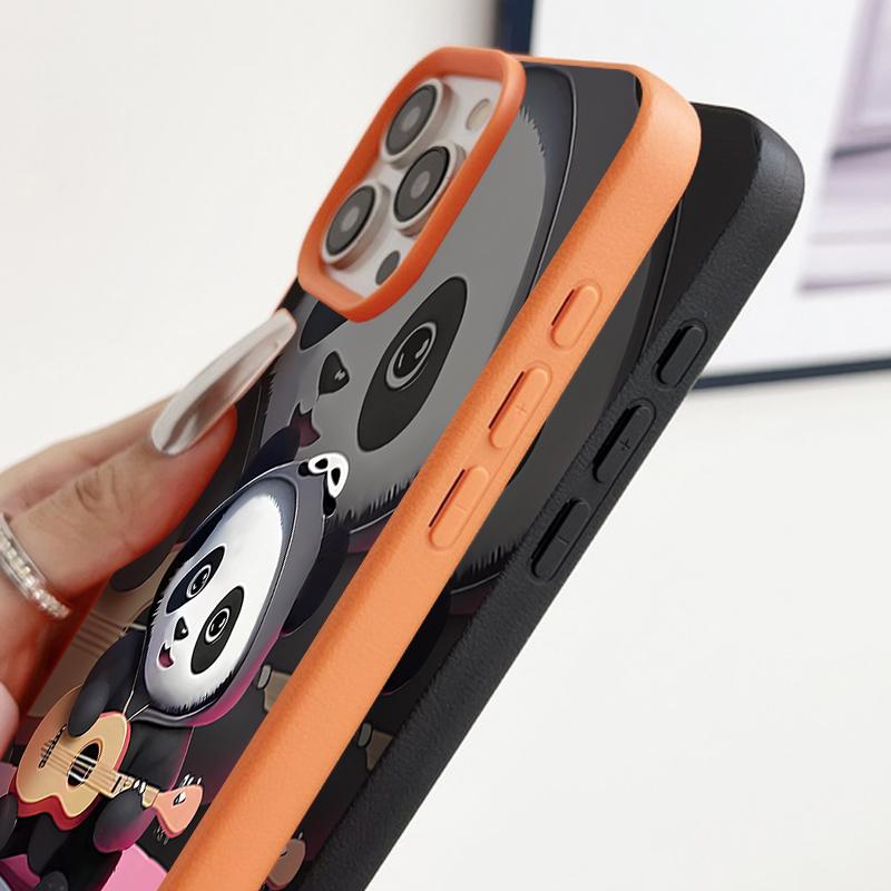 Чехол с рисунком панды, играющей на гитаре, для iPhone 17 Pro Max Funda iPhone 16 Pro Max 15 14 13 12 11 Air 16E Силиконовый чехол с текстурой кожи