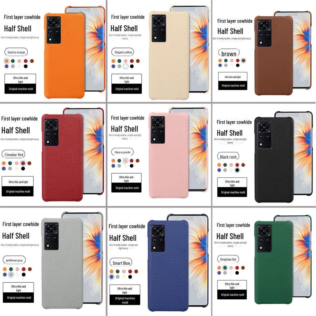 Чехол-получечник из натуральной кожи премиум-класса для Honor V40/V30Pro/V20 с узором из коровьей кожи цвета личи