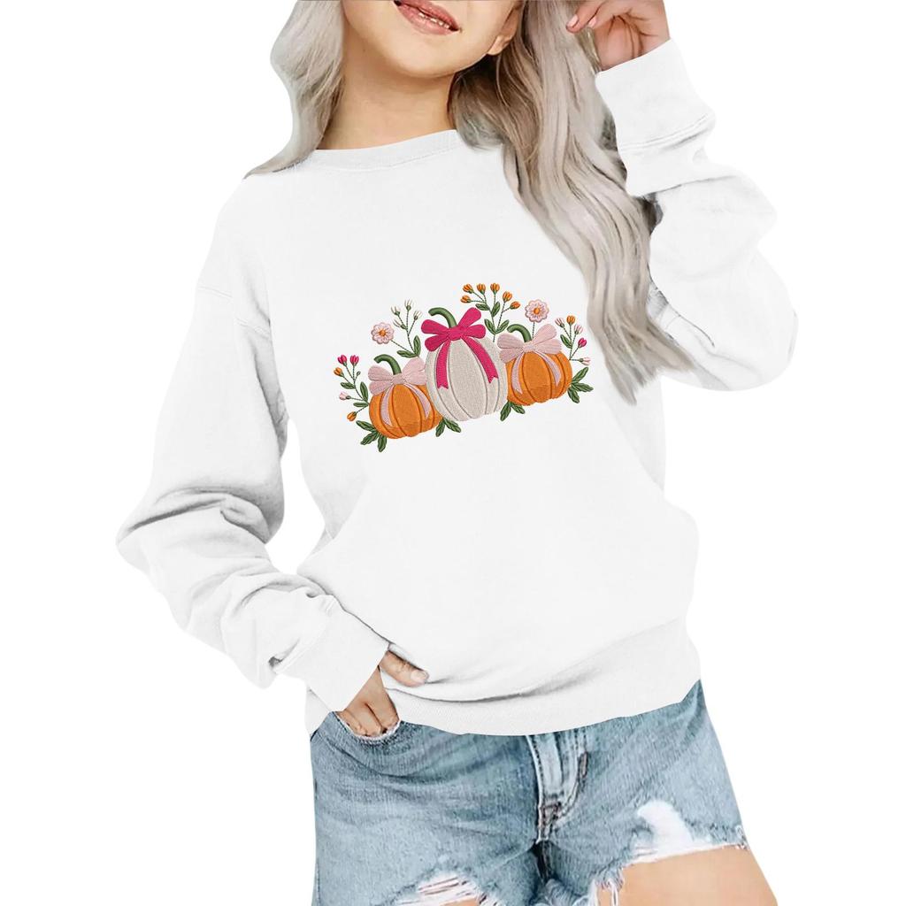 Kids' Fashion Loose-Fit Casual Long-Sleeve Christmas Print Oversized Crewneck Sweatshirt