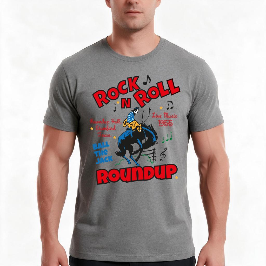 Футболка Rock N Roll Roundup Летняя Повседневная Хлопковая Футболка Оверсайз Уличная Одежда Топы Винтажный Графический Принт Свободный Крой Короткий Рукав