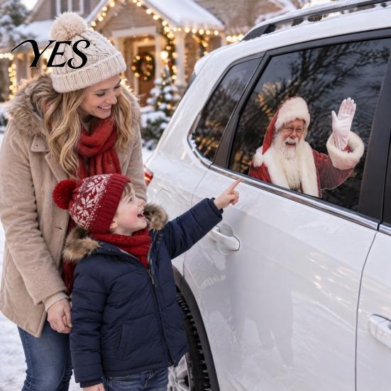 Personalized Car Body Stickers Santa Claus Window Sticker, Funny Hush Gesture PVC Decorative Vinyl for Cars Decal, Waterproof Auto Exterior