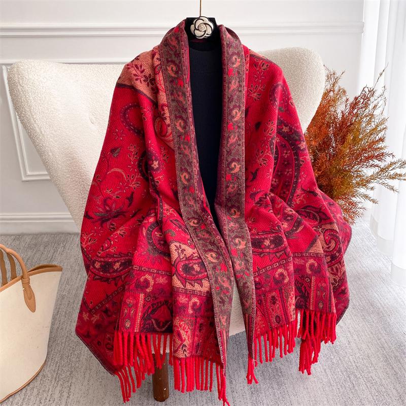 Роскошный Толстый Кашемировый Шарф Женский Принт Накидки Пашмина Дорожное Пончо Теплое Одеяло Зимний Шарф Шаль Женские Столы