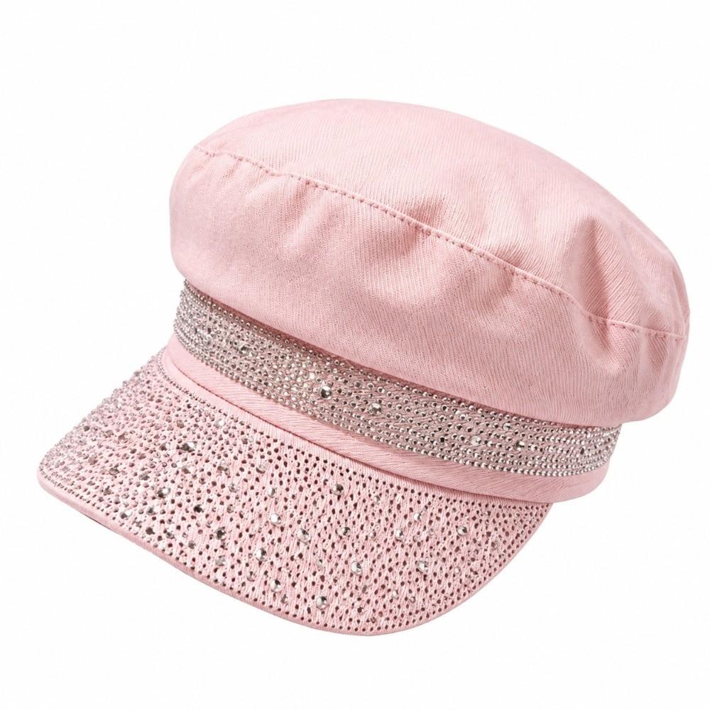 Breathable Peaked Cap Shiny Rhinestone Sun Hat Casual Flat Top Baseball Cap Women