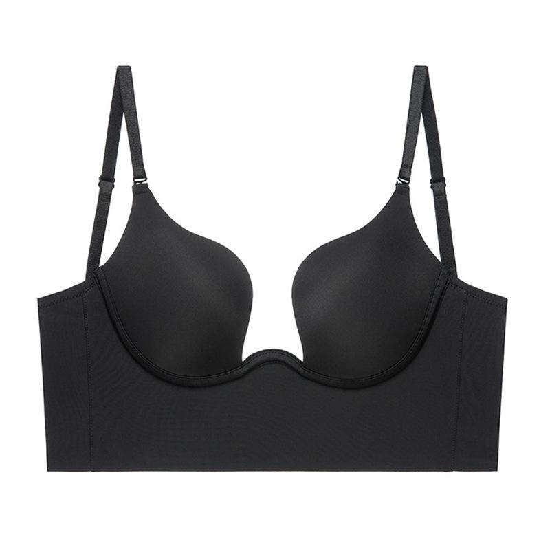Push Up Bra Backless Women Bras Low Cut Sexy Plunge Brassiere Open Back Wedding Underwear Invisible Seamless Deep U Lingerie