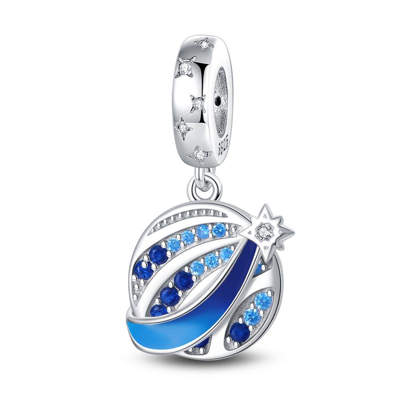 Silver 925 Blue Series Beads fitNew Bracelet Bangle Diy Original Design Star Moon Galaxy Charms For Jewelry Make