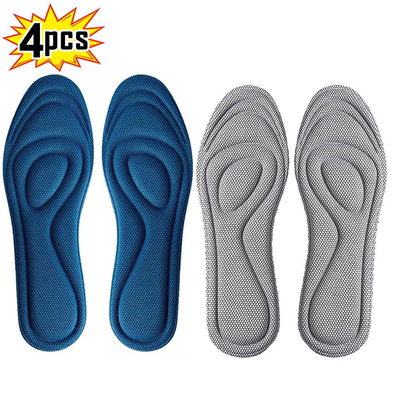 4Pcs Memory Foam Orthopedic Insoles for Shoes Antibacterial Deodorization Sweat Absorption Insert Sport Shoes Running Pads