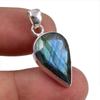 Natural Labradorite Gemstone Handmade 925 Solid Sterling Silver Pendant 1" L4s48