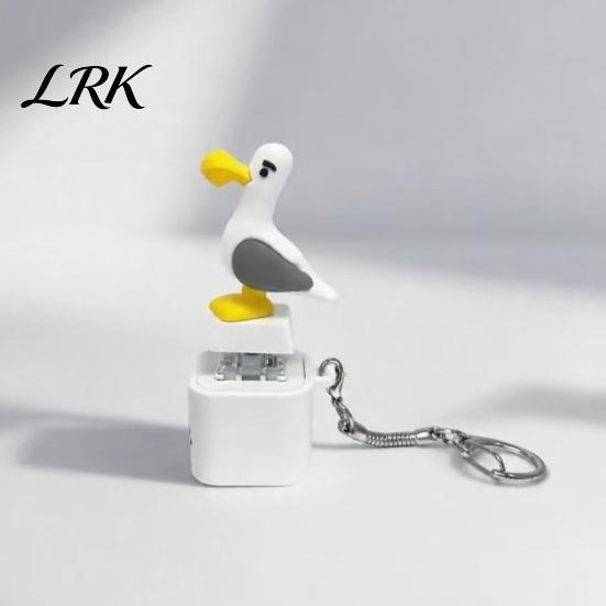 Клавиатурный Кликер Игрушка-Антистресс Чайка Лягушка Звуковая Кнопка Брелок, Креативный Снятие Стресса Голос с Настольным Аксессуаром Звуки Животных и Светодиодная Подсветка,