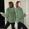 Double-sided Fleece-lined And Thickened Coral Fleece Coat Autumn And Winter Korean-style Loose Hooded Warm Sweatshirt Women's Zip-up Lamb Wool Jacket
