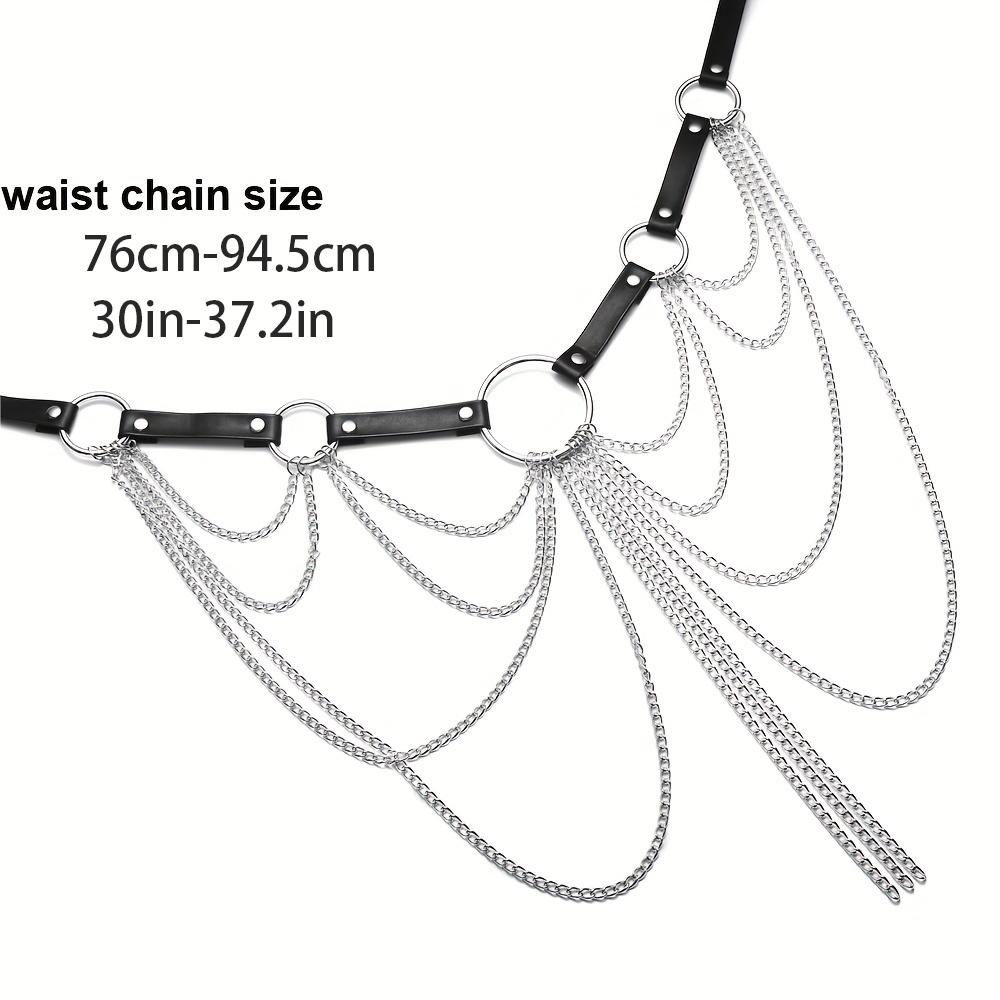 Layered Leather Belt With Chains Body Harness Sexy Waist Goth Accessories Strap Adjustable Festival Girls Jewelry