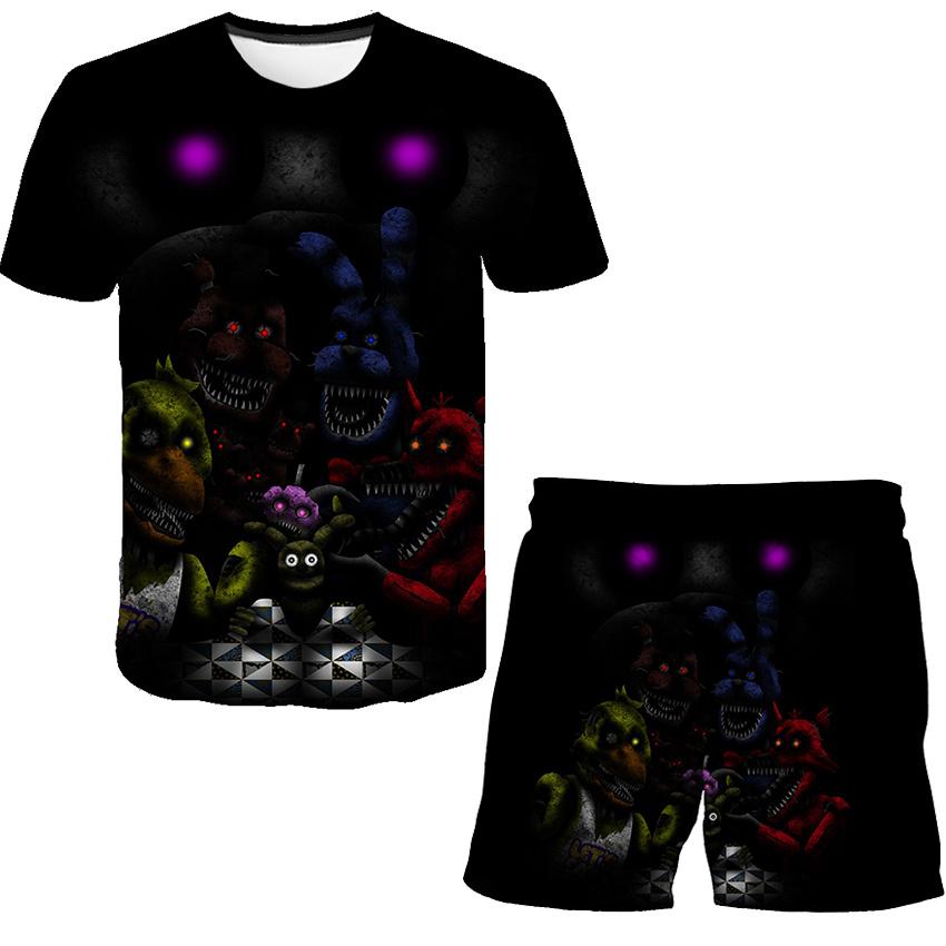 Summer Five Night At Freddy Clothing Suits 3D Printing Birthday Party Gifts Clothes Sets Boys Girls FNAF Cartoon Casual Outfits