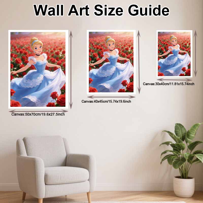 Disney Diamond Art Painting Kit 5D Cinderella Rose Diamond Dot Art Kit Home Wall Decor