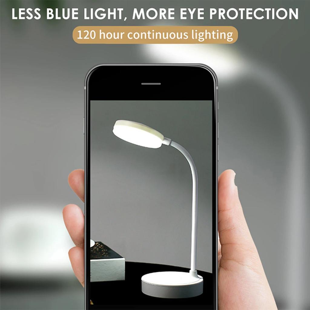 USB Plug-in Portable LED Desk Lamp - 3 Color Stepless Dimming Eye Protection Bedroom Bedside Table Light