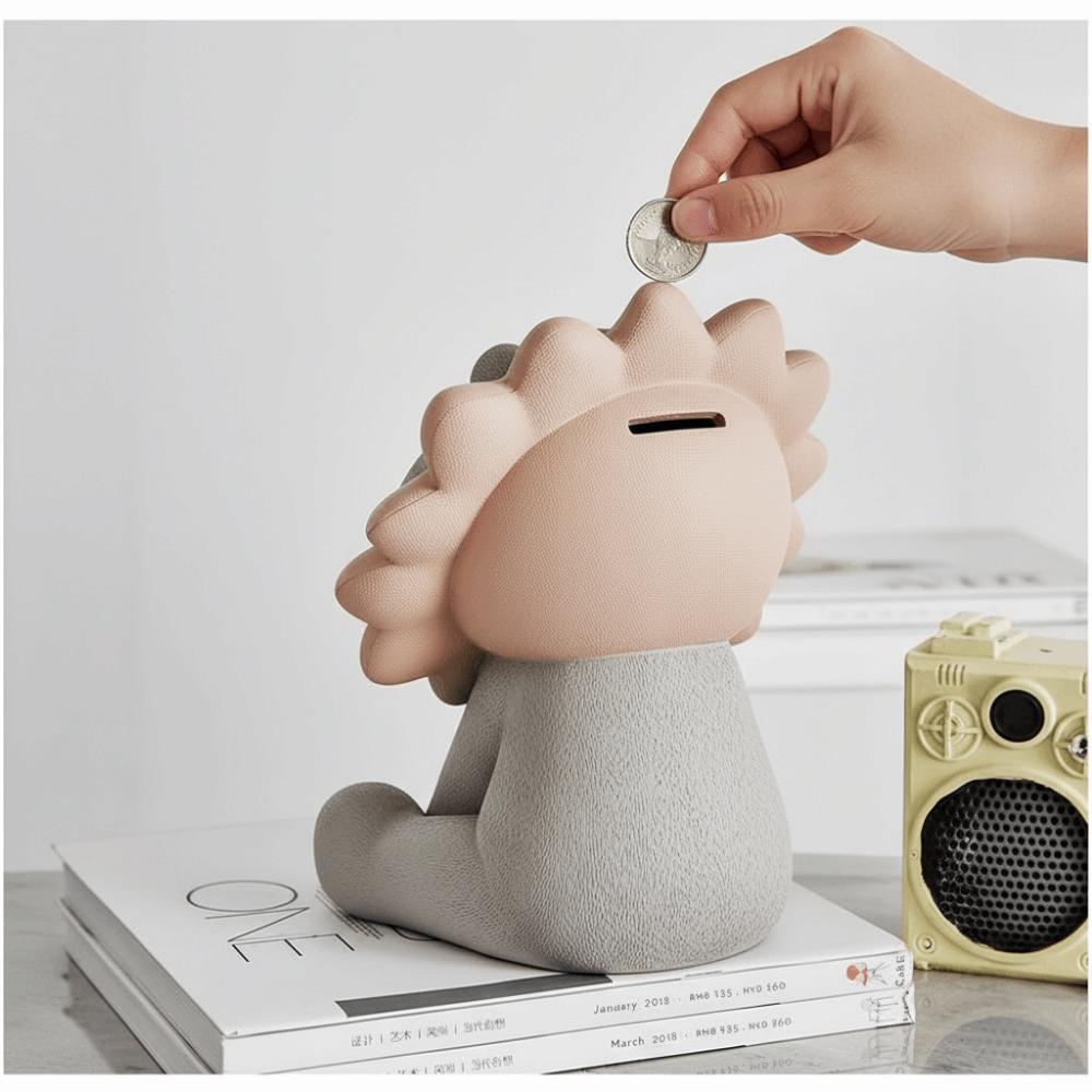 Nordic Style Lion Money Box Resistant Fall Saving Box Animal Figurines Piggy Bank Children Use