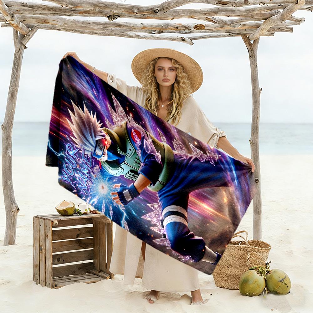 Naruto Character Customizable Name Beach Towel High Absorbency & Quick-Dry Perfect for Traveling Yoga Camping and Swimming