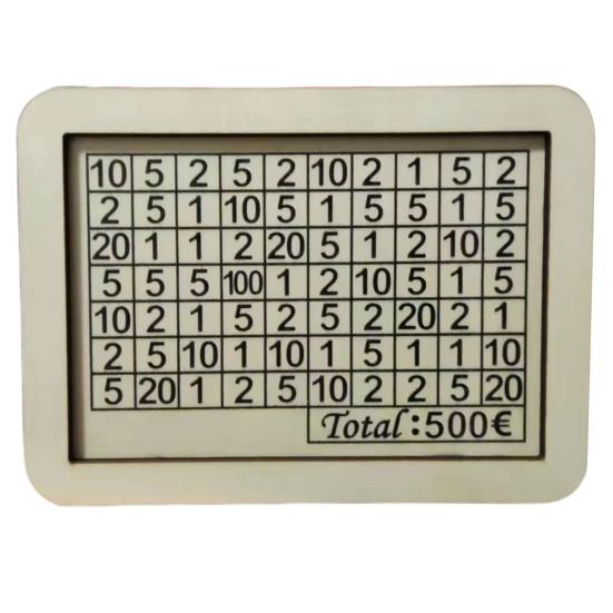 Wood Money Box with Counter 500/1000/2000/3000/5000/10000 Euros Piggy Bank Coin Cash Container