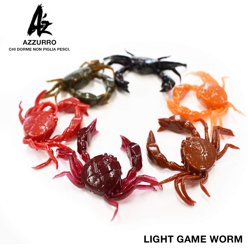 Tetsuwan LIGHT GAME WORM M004 Блестящий Аззурро Краб Червь AZW-M #Коричневый/Красный