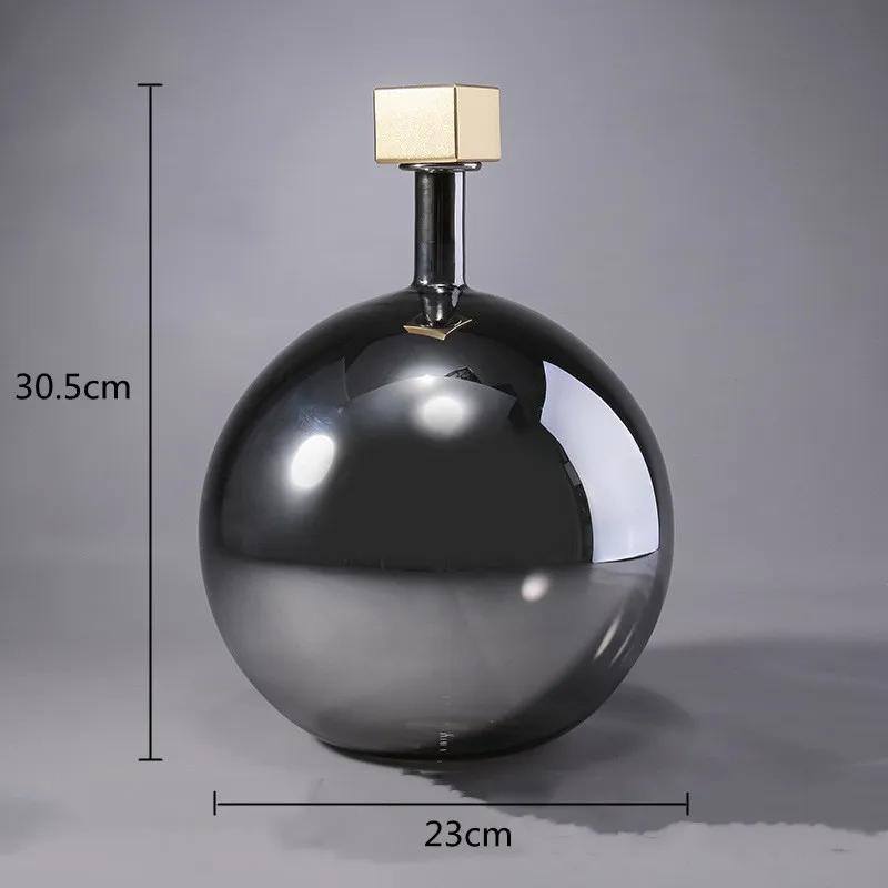 Glass Vase Transparent Sphere Metallic Copper Cover Airtight Container Hydroponic Terrarium Decoration Accessories Vases Pots