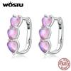 WOSTU Аутентичные серьги из стерлингового серебра 925 пробы, нежные милые розовые серьги «Любовь» для женщин, ювелирный подарок