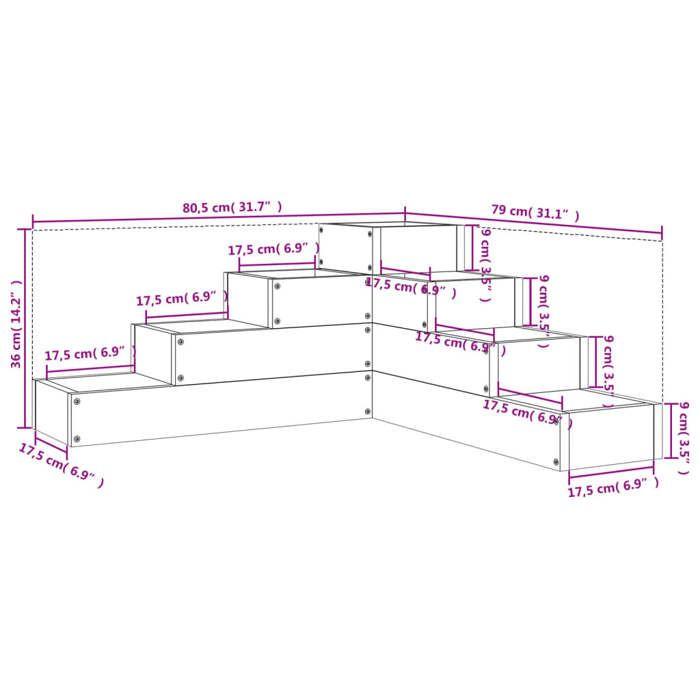 VidaXL Jardinière 4 niveaux 80,5x79x36 cm bois de pin massif 825317