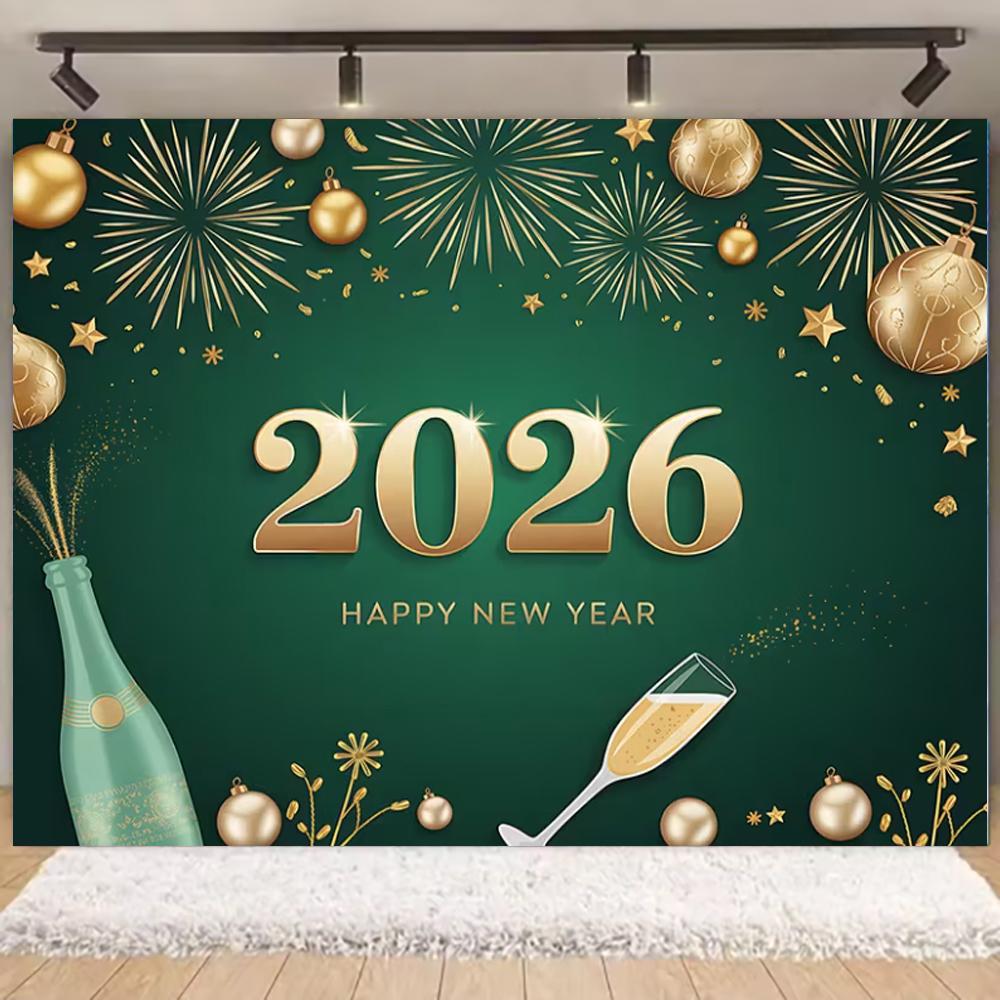 Black Gold 2026 Happy New Year party Decoration Backdrop Aurora Balloon Banner Celebrate Family Surprise Photography Props Gift